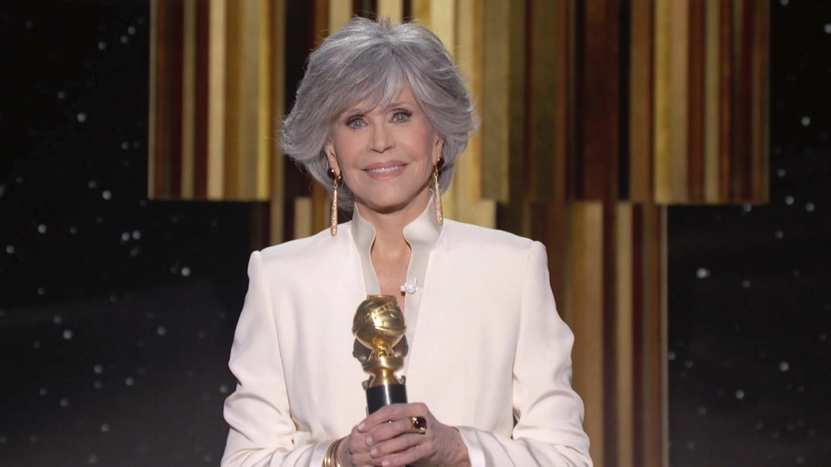 Jane Fonda, en la entrega de los Globos de Oro 2021