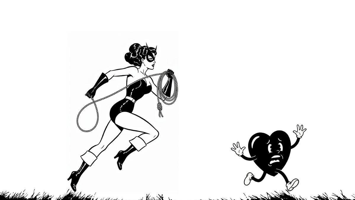 Mujer persigue corazón