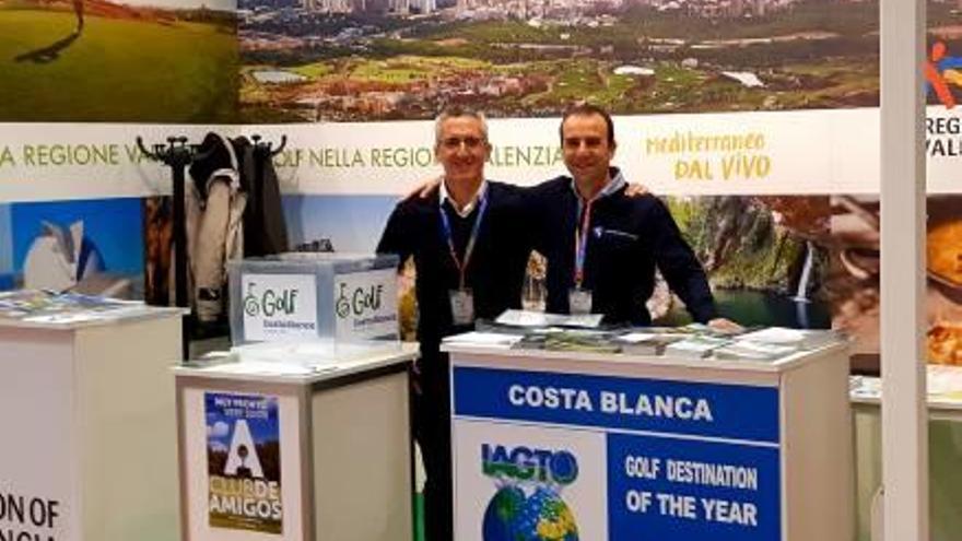 Estand del golf de la Comunidad Valenciana en la feria de Parma.