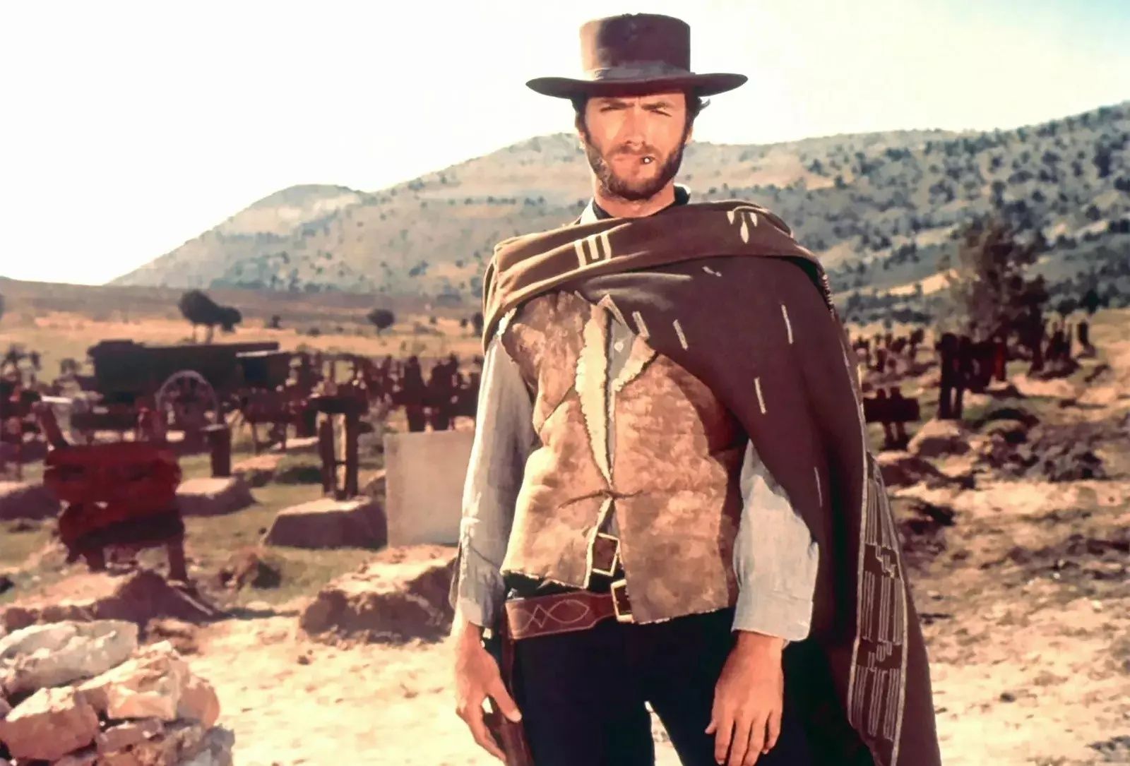 Clint Eastwood, en el cementerio de Sad Hill, en Burgos, en una escena de 'El bueno, el feo y el malo', de Sergio Leone.