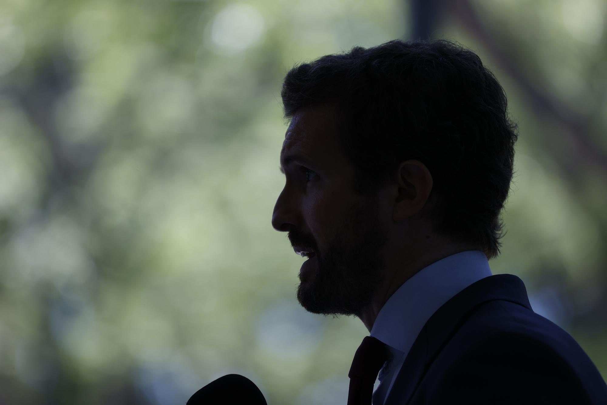 El presidente del Partido Popular español, Pablo Casado, tras una reunión con el alcalde de Buenos Aires en diciembre de 2021.