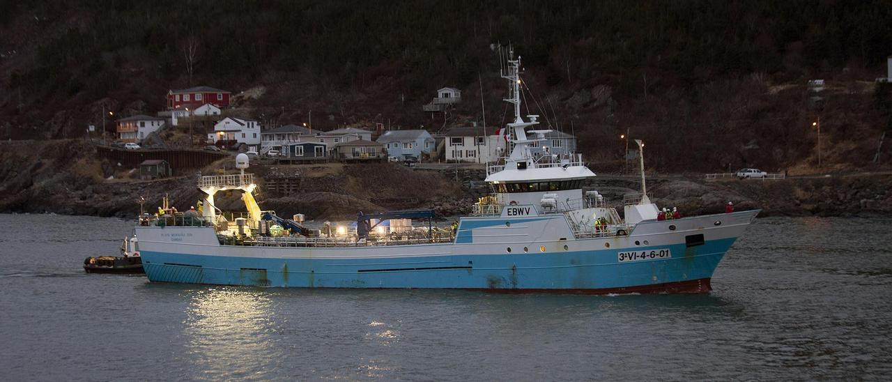 El pesquero “Playa Menduiña Dos”, a su llegada a Canadá.