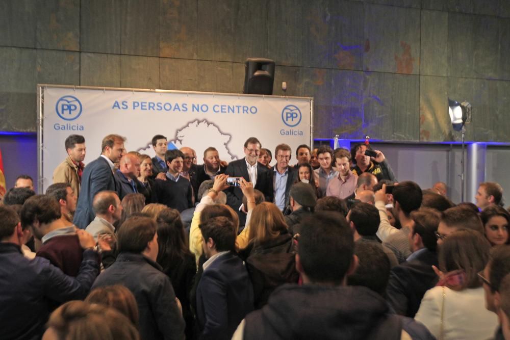 El presidente del Gobierno en funciones participó ayer en un acto de las Novas Xeracións del PP de Galicia junto a Feijóo y Ana Pastor.