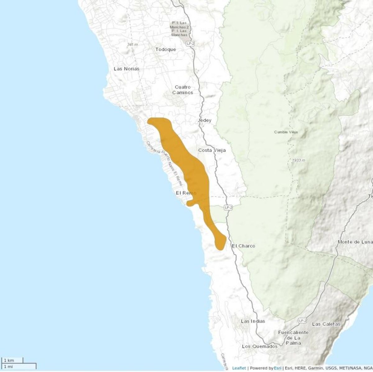 Área de distribución del cigarrón palo marrón.