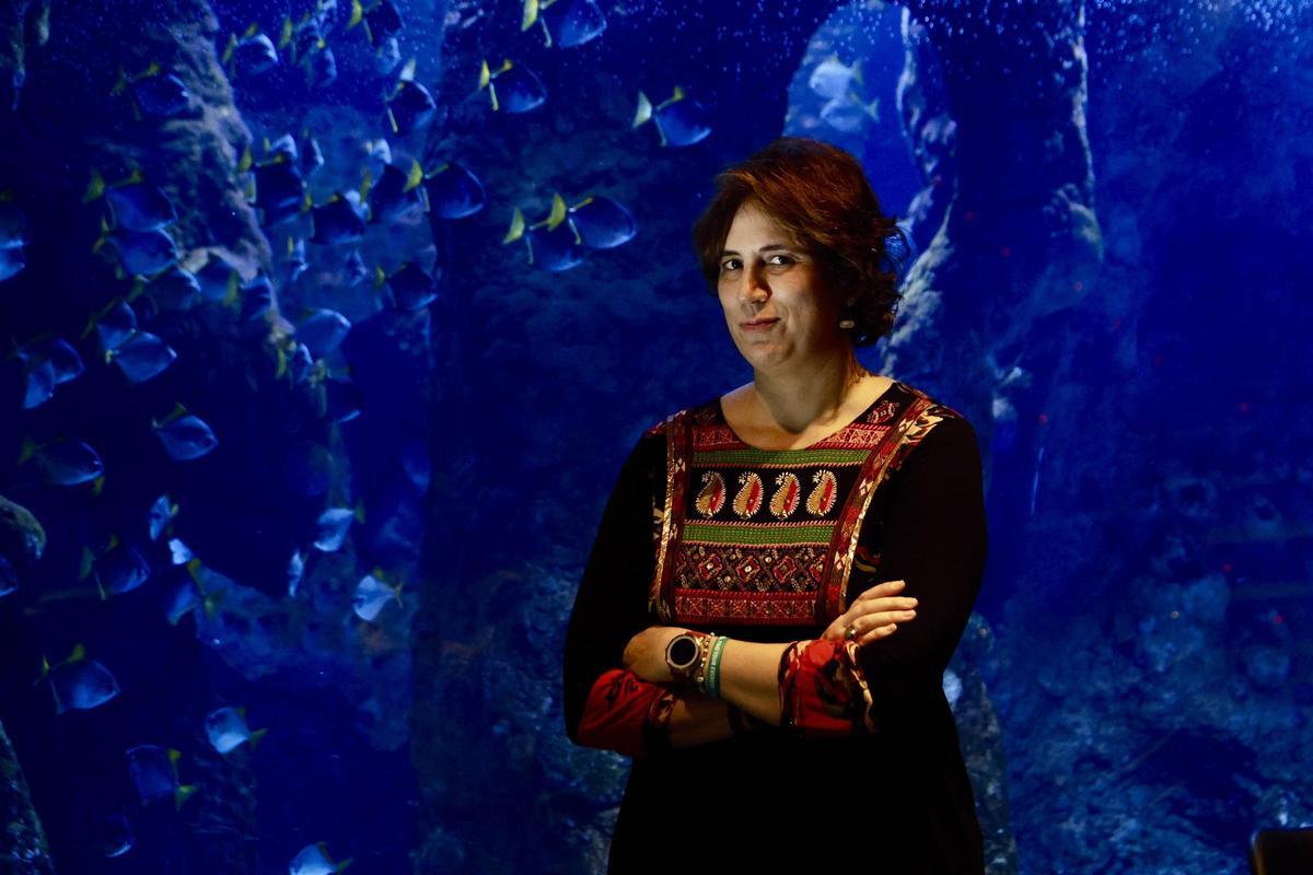 Lara Lloret, ayer, en el Acuario.