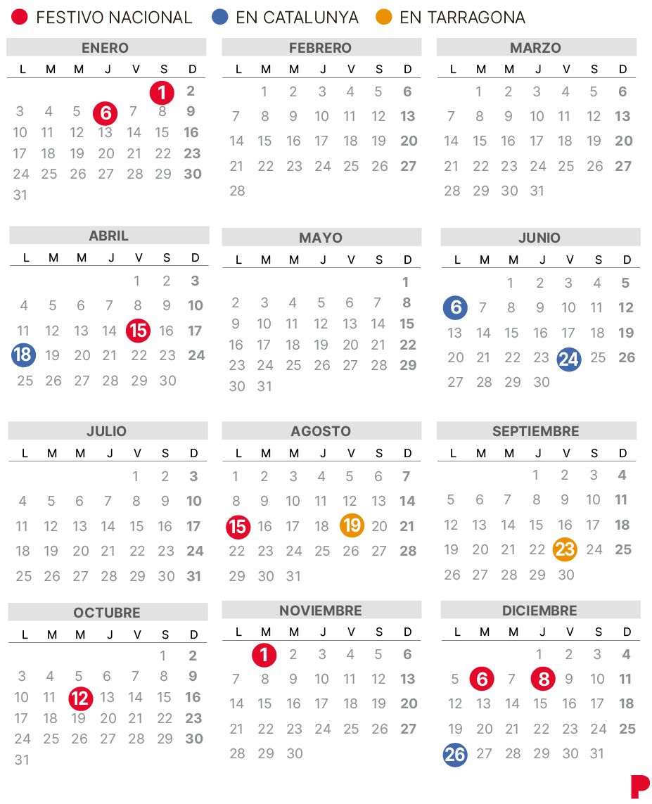 Calendario laboral Tarragona 2022