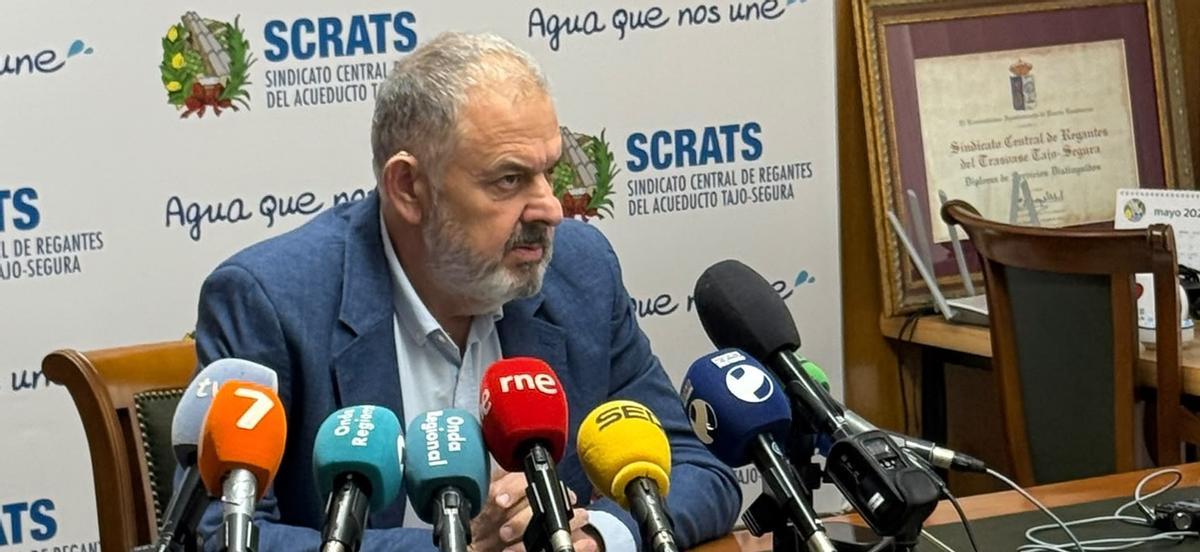 El presidente del Scrats, Lucas Jiménez, en la rueda de prensa donde ha valorado la sentencia del Supremo.