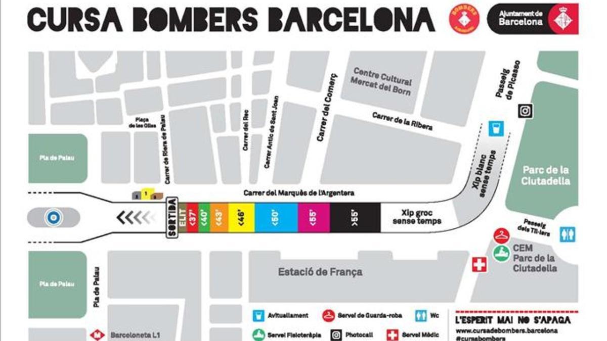 Itinerario de la Cursa Bombers Barcelona del domingo, a partir de las 9.30 horas