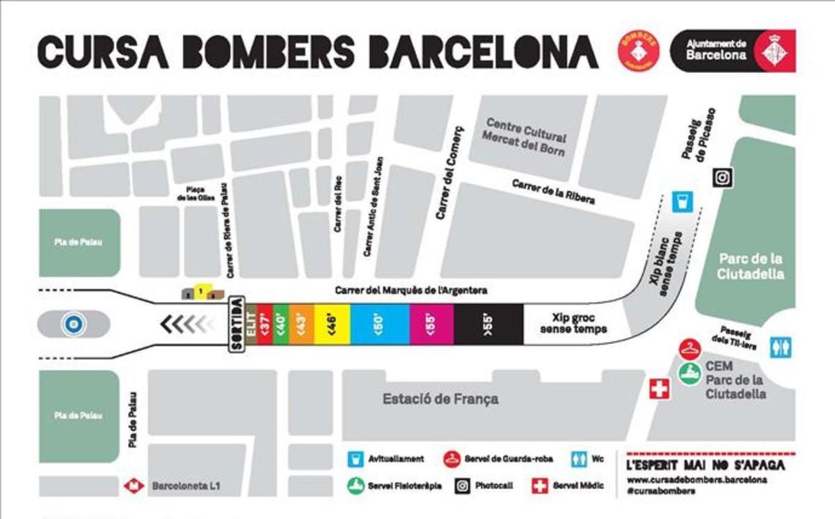 Itinerario de la Cursa Bombers Barcelona del domingo, a partir de las 9.30 horas