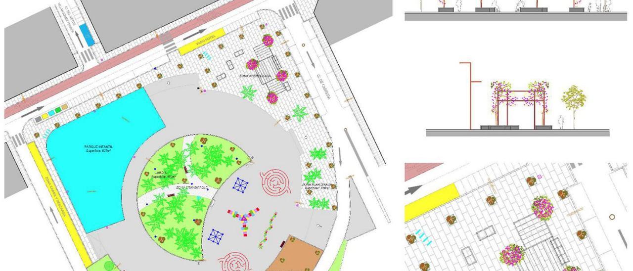 Plano de la reforma de la plaza y parte de la calle Pere Francès, con el carril bici. | D. I.