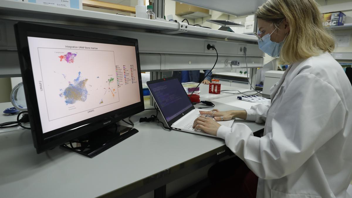 La investigadora del estudio, Sara López Tamargo, trabajando en el laboratorio