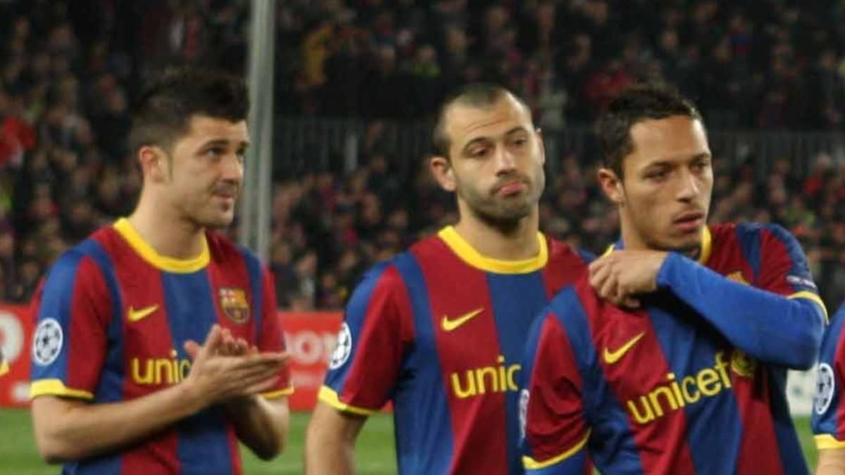 Villa, Mache y Adriano llegaron al Barça en el 2010