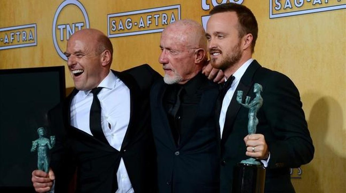 Jonathan Banks (en el centre), amb dos actors més de ’Breaking bad’: Dean Norris i Aaron Paul. Jonathan Banks (en el centre), amb dos actors més de ’Breaking bad’: Dean Norris i Aaron Paul.