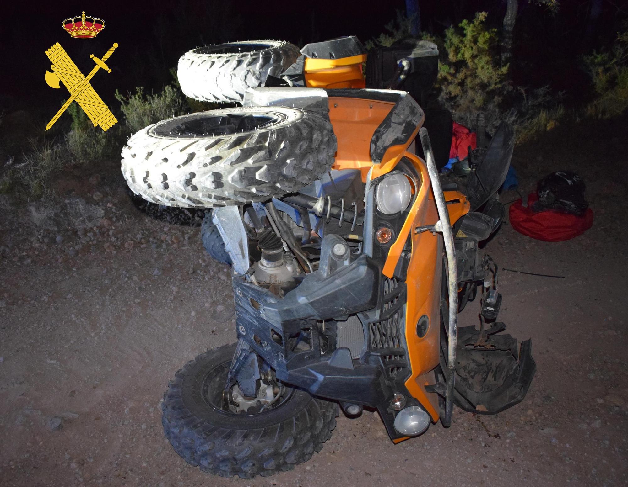 Así quedó el quad accidentado en San Agustín (Teruel)