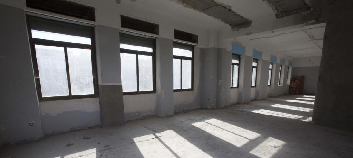 La instalación durante un momento de las obras