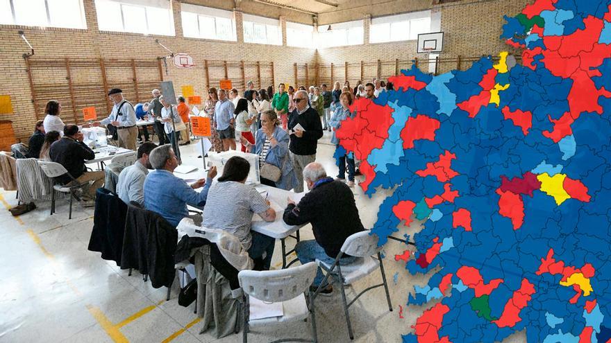 Mapa de los resultados de las elecciones municipales 2023 en Galicia