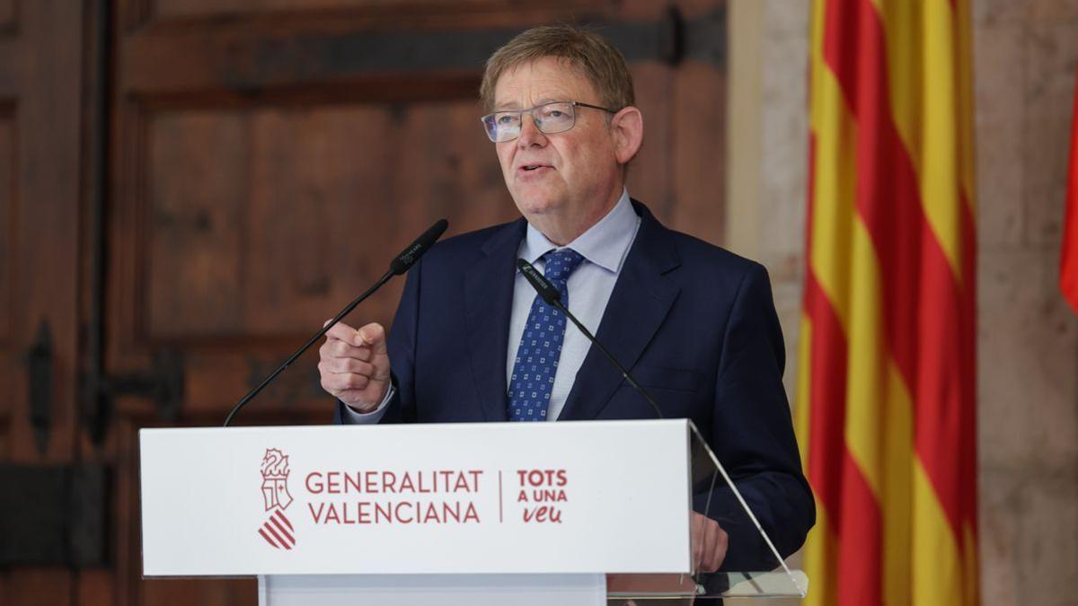 Ximo Puig, en su intervención de este miércoles en el Palau de la Generalitat tras el anuncio de Ford sobre Almussafes.