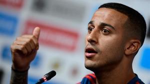 Thiago, en la conferencia de prensa que ofreció en el estadio de Krasnodar.