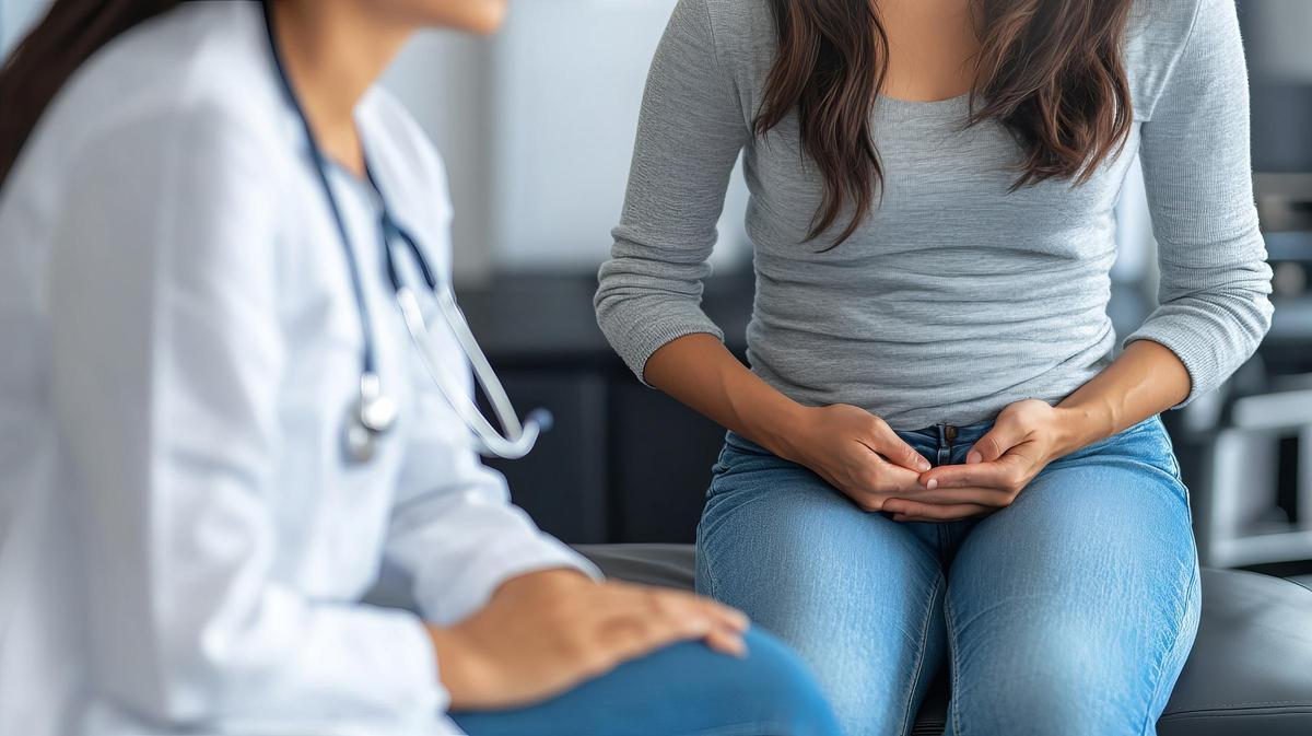 abdominal pain patient woman having medical exam with doctor illness from stomach cancer
