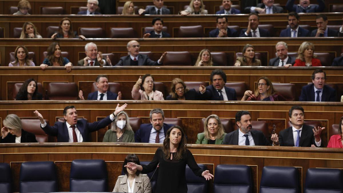 Irene Montero este miércoles en la sesión de control al Gobierno.