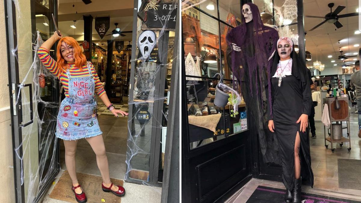 Yuly disfrazada de Chucky y de Monja terrorífica.