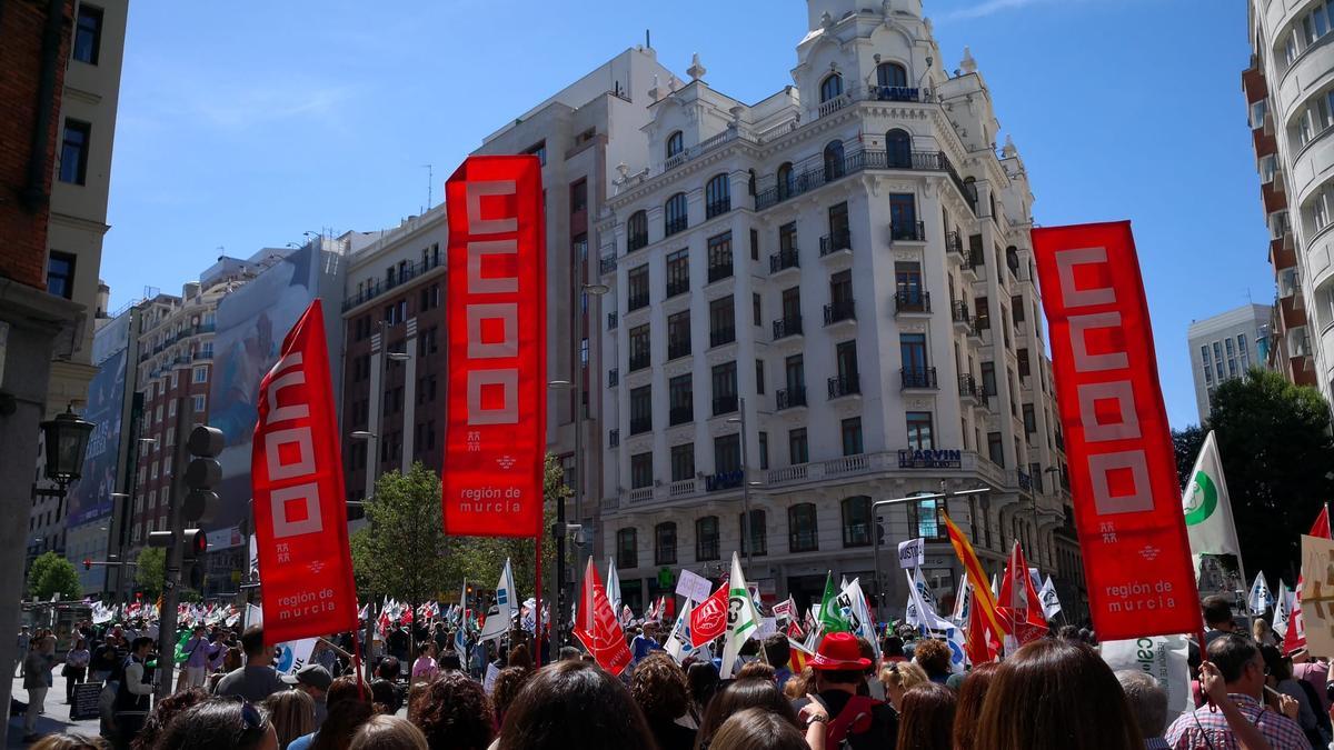 Miles de funcionarios de Justicia, este miércoles en la manifestación de Madrid