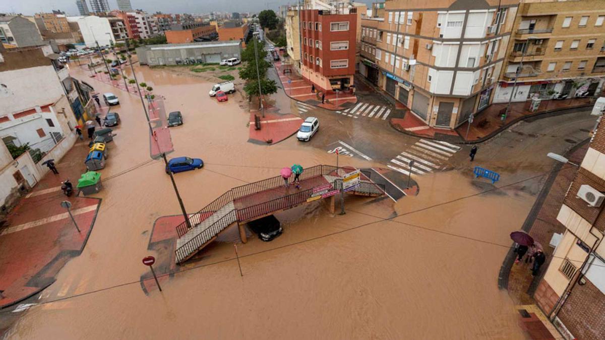 La Rambla de Espinardo, inundada tras las las lluvias torrenciales