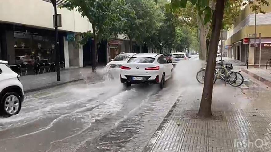 Inundaciones por la lluvia en Ibiza.