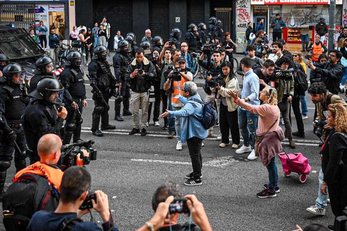 Manifestación antifascista de plaza Universitat