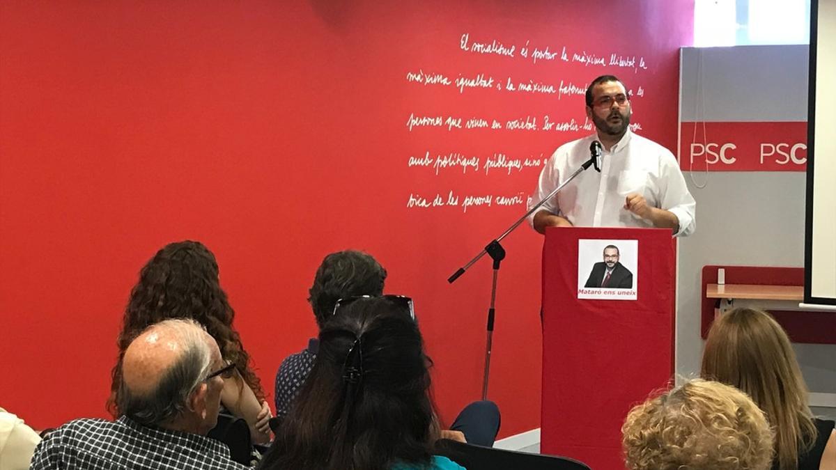 David Bote en la asamblea del PSC de Mataró.