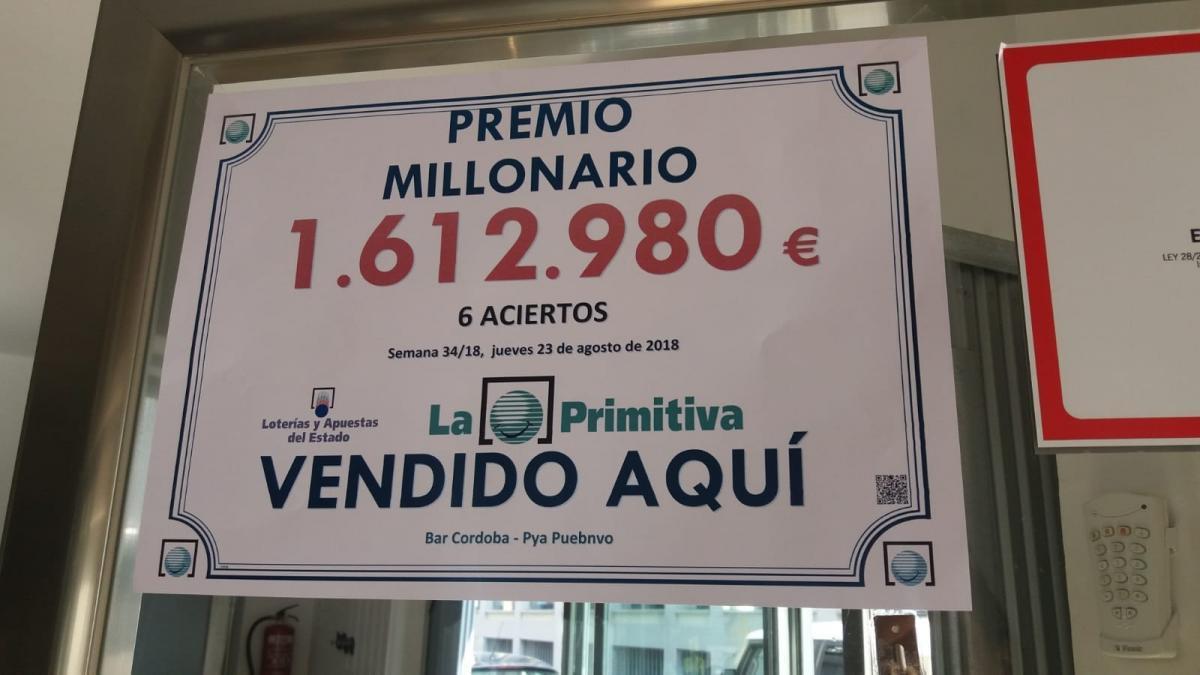 Un acertante de la Primitiva gana más de 1.600.000 euros