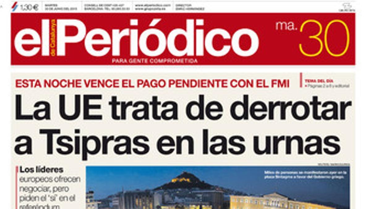 La portada de este 30 de junio.