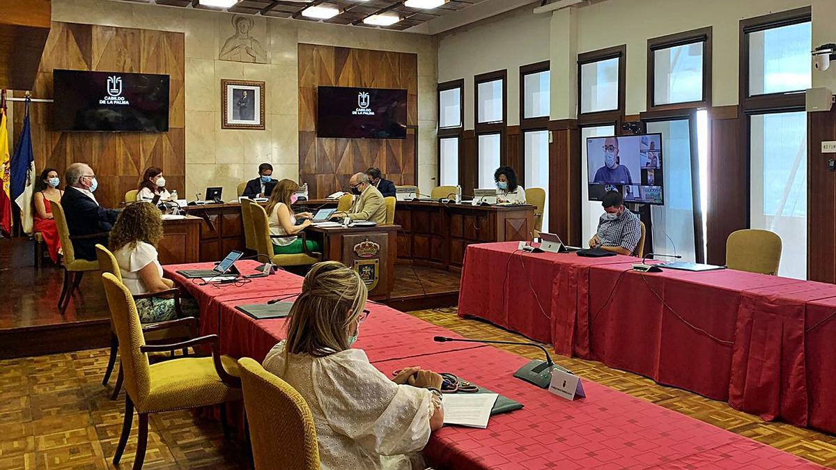 Un momento del pleno celebrado ayer en el Cabildo de La Palma. | | E.D.