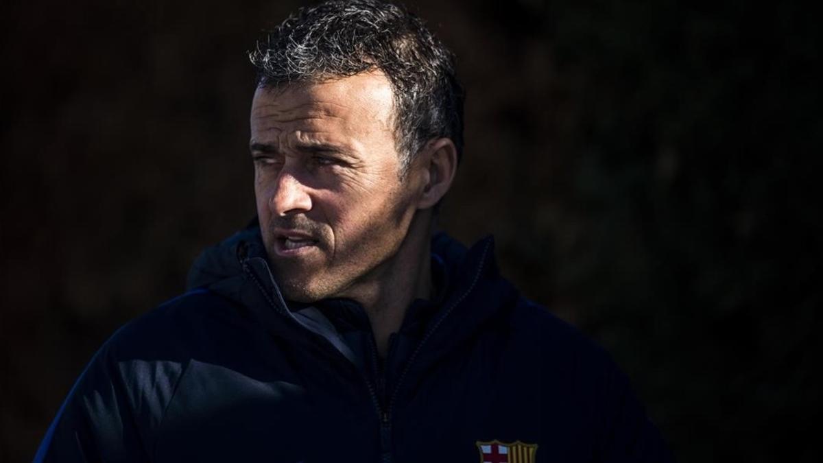 Luis Enrique, durante el entrenamiento antes del clásico.