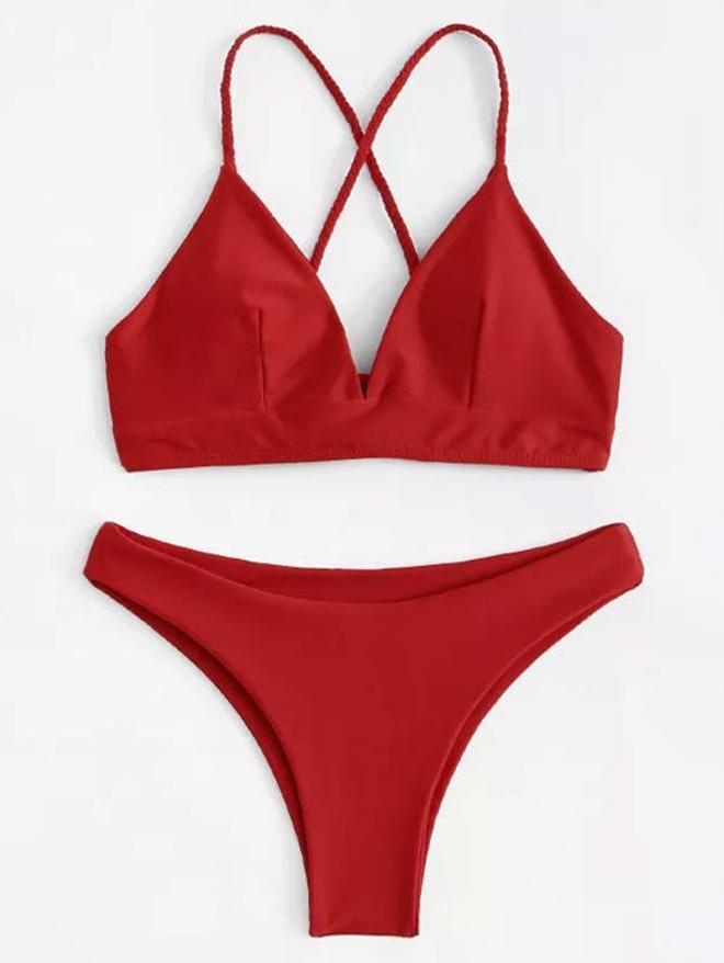 Bikini rojo de tirantes cruzados