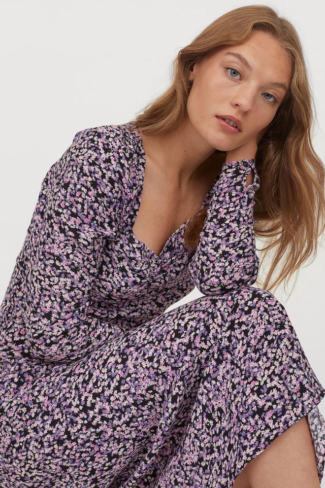 Vestido midi de flores, de H&M