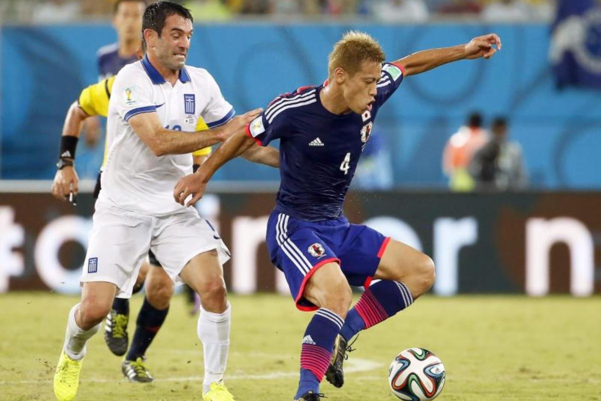Keisuke Honda, contra Grecia en el Mundial de 2014