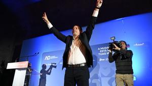El líder del Partido Social Demócrata, Luis Montenegro, en un mitin de campaña.