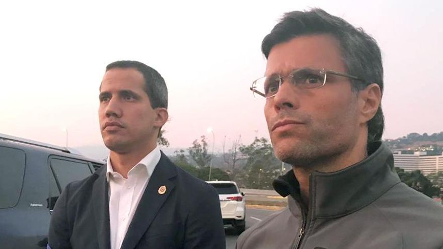 Una imagen de archivo de Juan Guaidó y Leopoldo López.