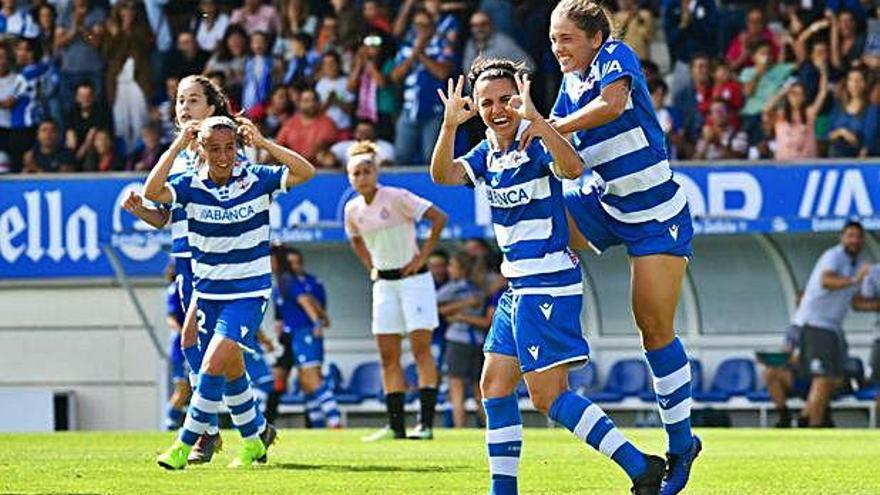 Alba Merino se celebra su gol ante el Espanyol en la primera vuelta.