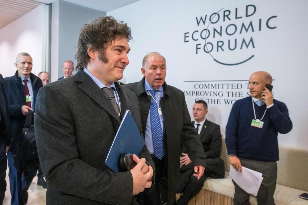 El presidente argentino, Javier Milei, el pasado miércoles en el Foro Económico Mundial de Davos.