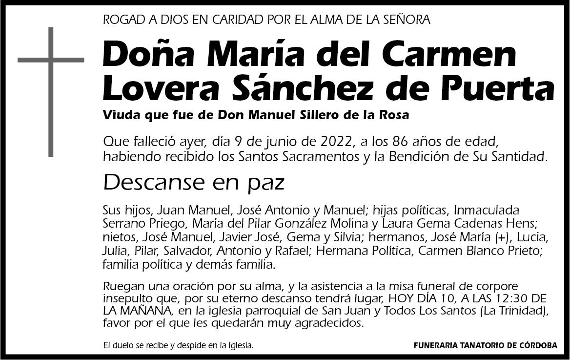 María del Carmen Lovera Sánchez de Puerta - Diario Córdoba