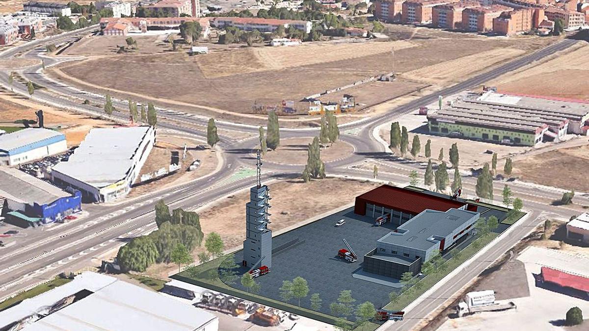 Recreación del futuro parque de bomberos de Zamora de acuerdo al proyecto.
