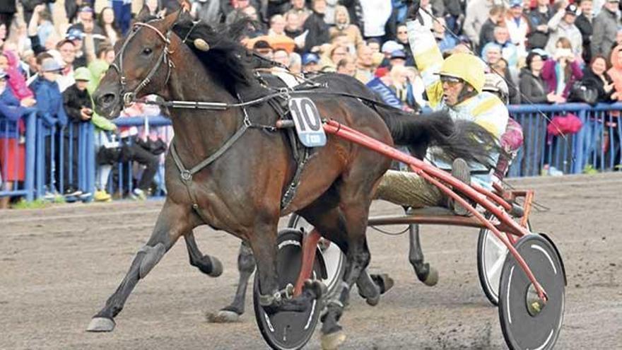 Trébol, con Biel Pou celebrando la victoria en el &#039;Kymi Grand Prix&#039; en Finlandia.