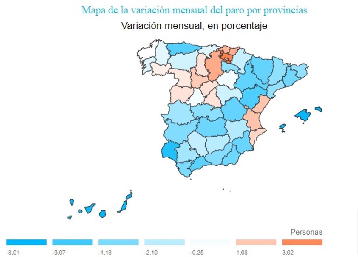 Datos del paro por CCAA.