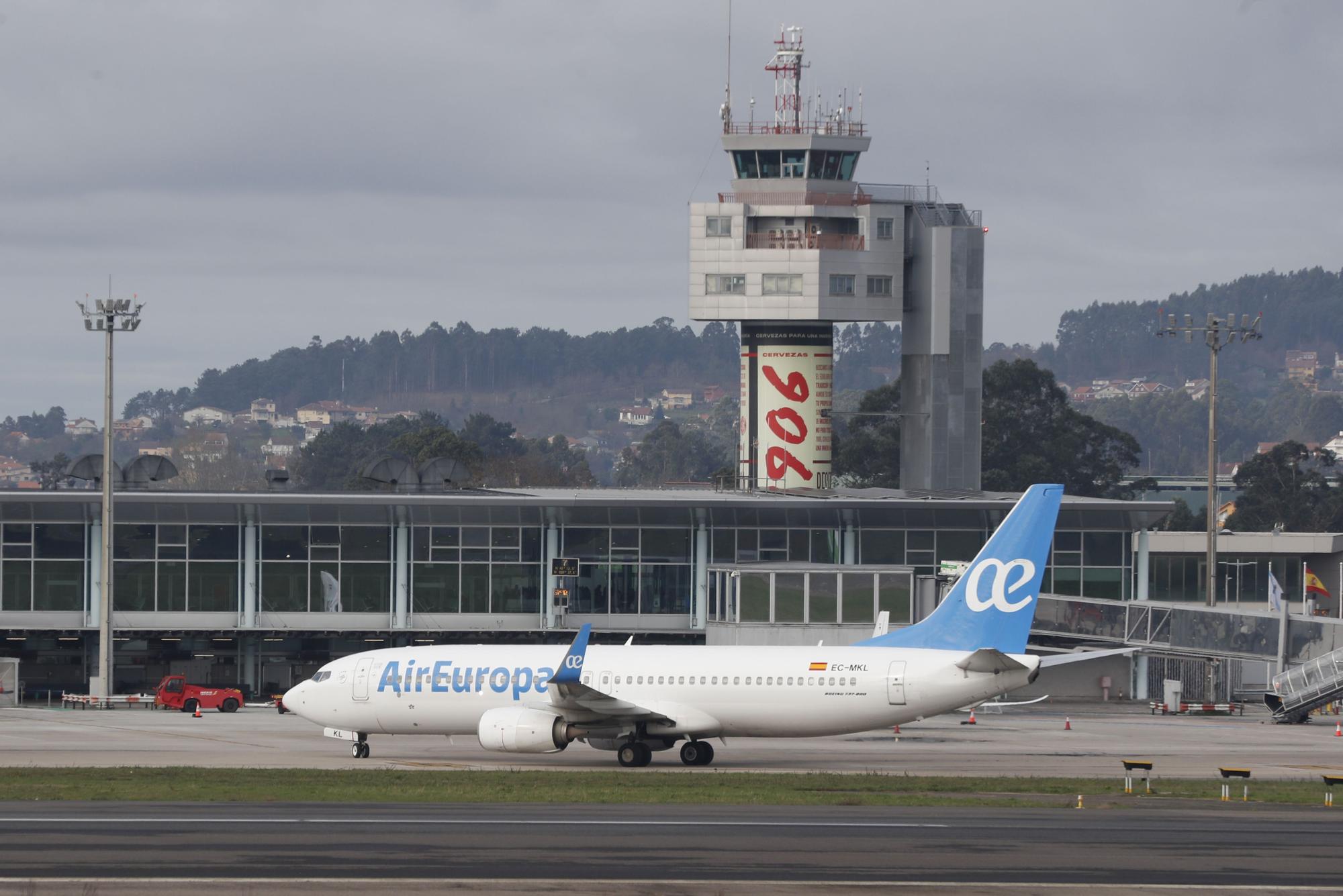 El actual Boeing 737-800 de Air Europa en Vigo en enero de 2023.