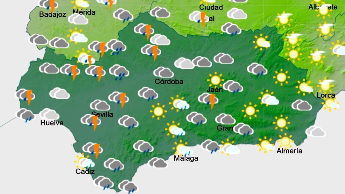 Imagen de la previsión del tiempo surante la mañana de este sábado.