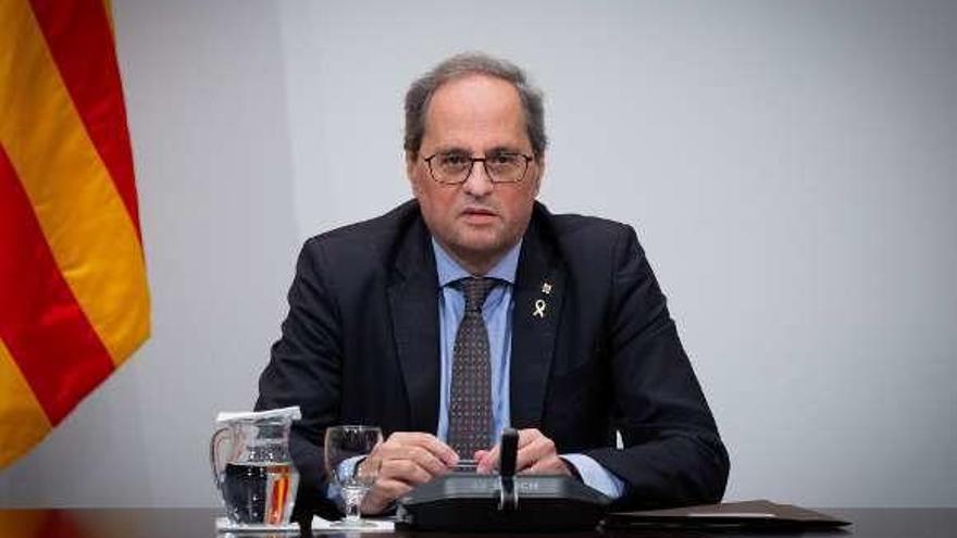 Torra, esta semana, durante una reunión del Govern. // E.P.