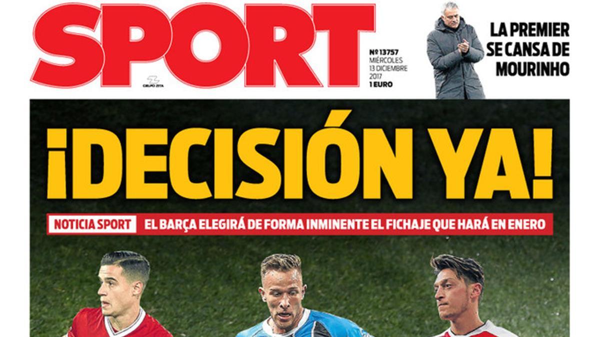 La portada de SPORT de hoy