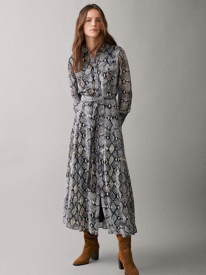 Vestido estampado de serpiente, Massimo Dutti